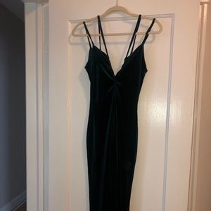 70's green velvet one-piece - flare pants